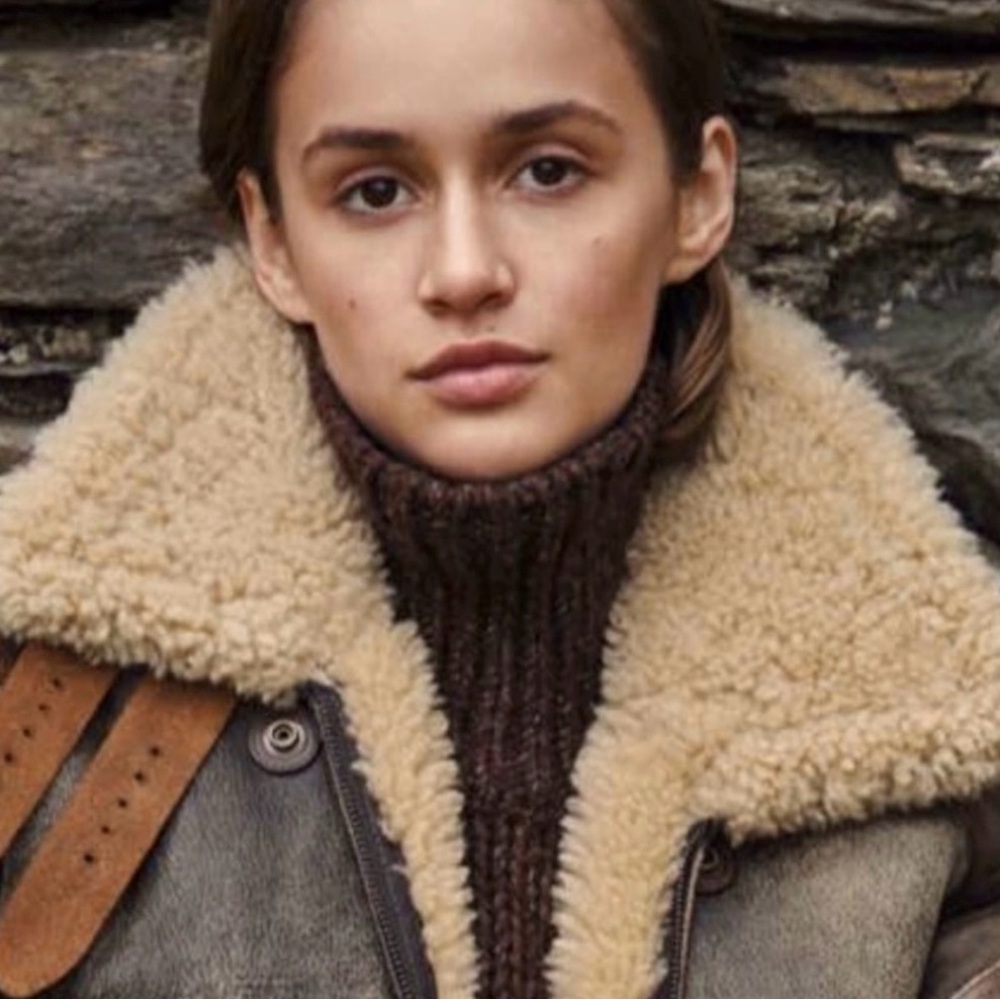 Ralph Lauren Shearling & Leather Full Zip Vest.  NWOT. Heirloom quality